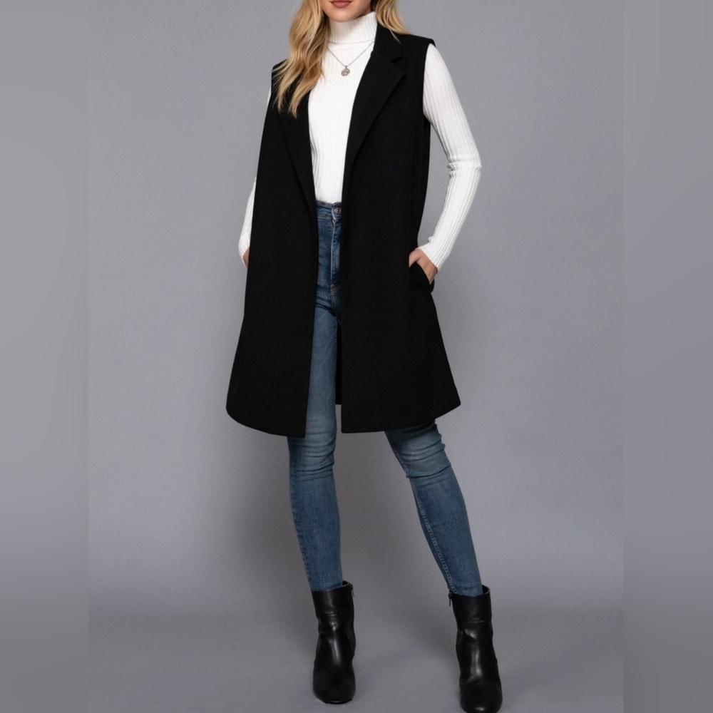 #738 🚨 SALE 🛑0480 M,L,1X Fabulous Sleeveless Notched Collar Soft Open Vest